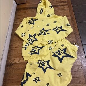 Drew Bright Yellow Apparel with Star Detail sp5der set lg/sm